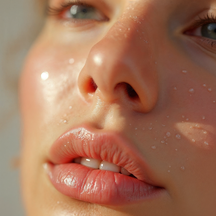 bild på en kvinna med skinande hy