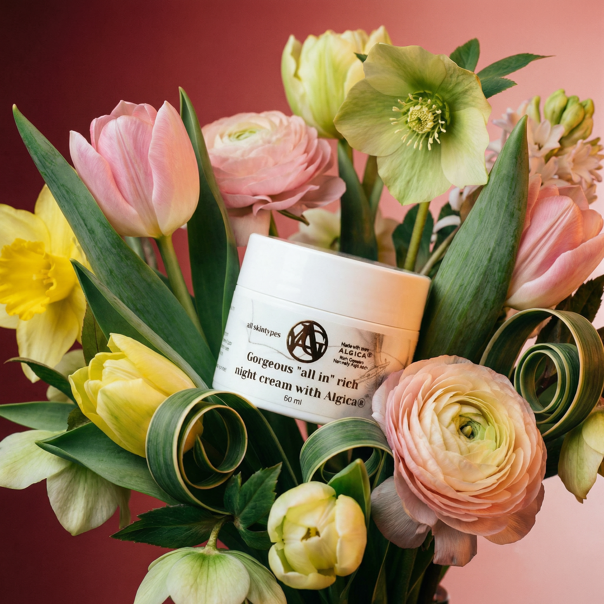 Gorgeous "all in" rich night cream with Algica ® YAG Sweden